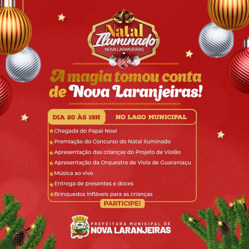  O Papai Noel está chegando ao Lago Municipal de Nova Laranjeiras!